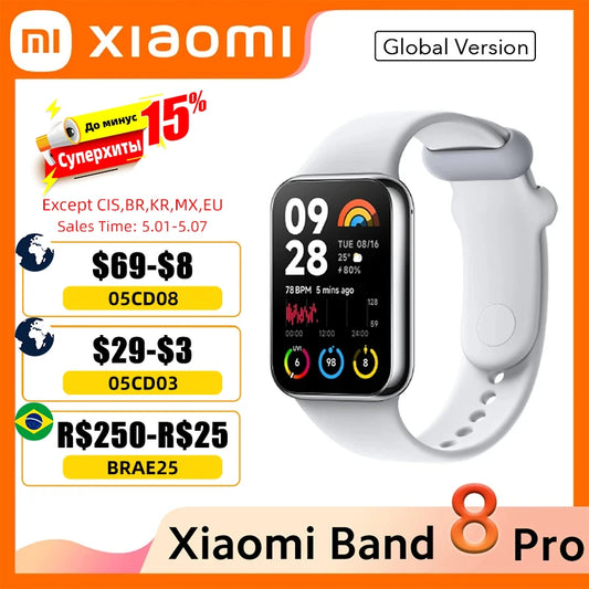 Global Version Xiaomi Smart Band 8 Pro 1.74" AMOLED 5ATM Bluetooth 5.3 GNSS 150+ Sports Modes Up to 14-day Battery Mi Bracelet